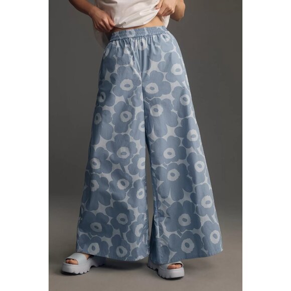 Marimekko Blue Floral Wide-Leg Pants - Picture 2 of 13